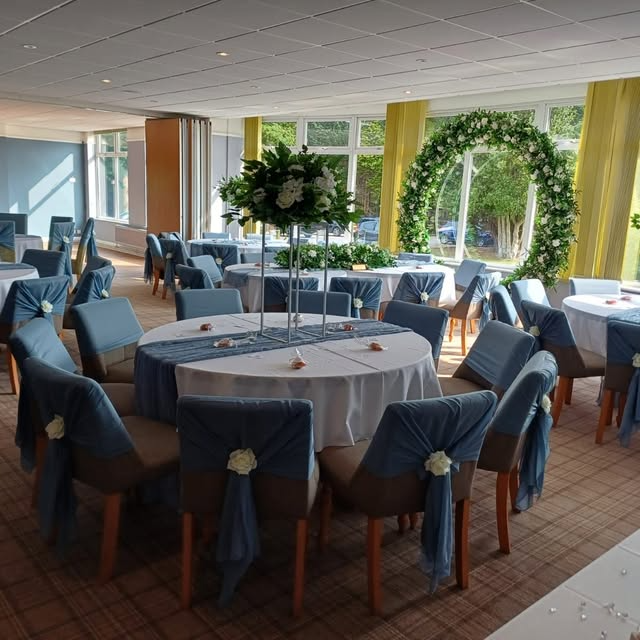 Private function room prepared for a celebration