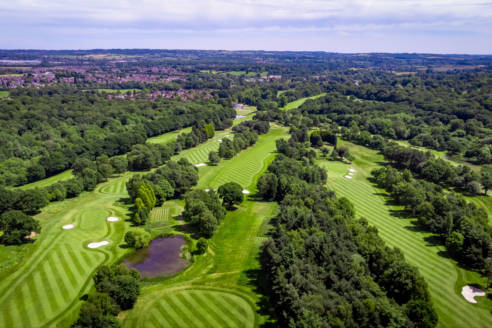 Aerial view across Trentham Park Golf Club and its surrounding parkland course